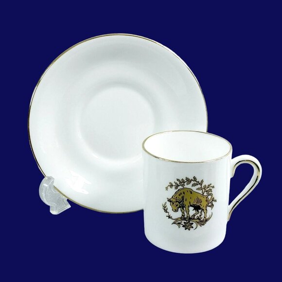 Espresso Demitasse Cup Saucer Zodiac Taurus Tuscan Fine Bone China Hallmarked - Picture 6 of 8